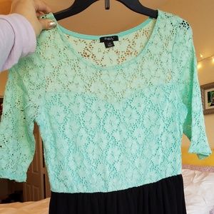 Mint and Navy Lace Dress
